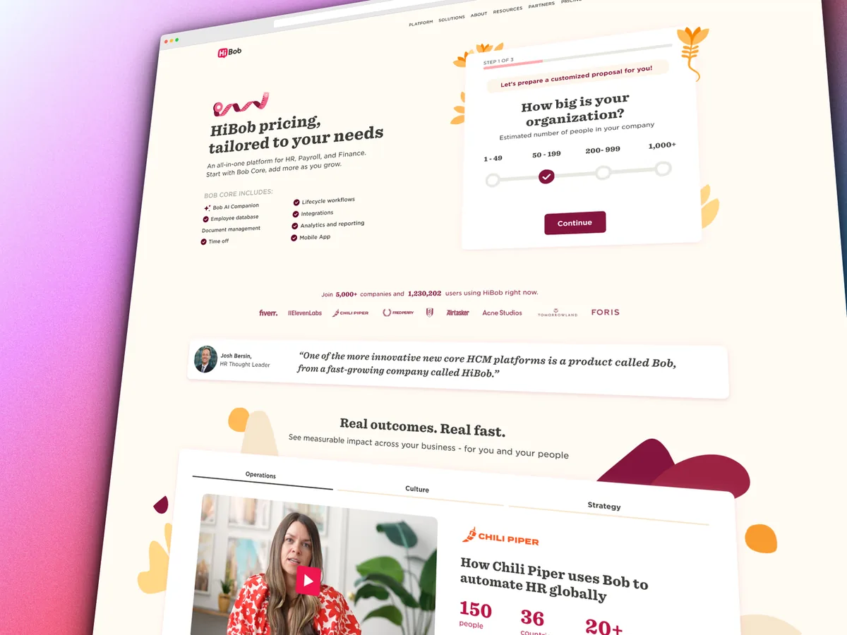 HiBob website redesign