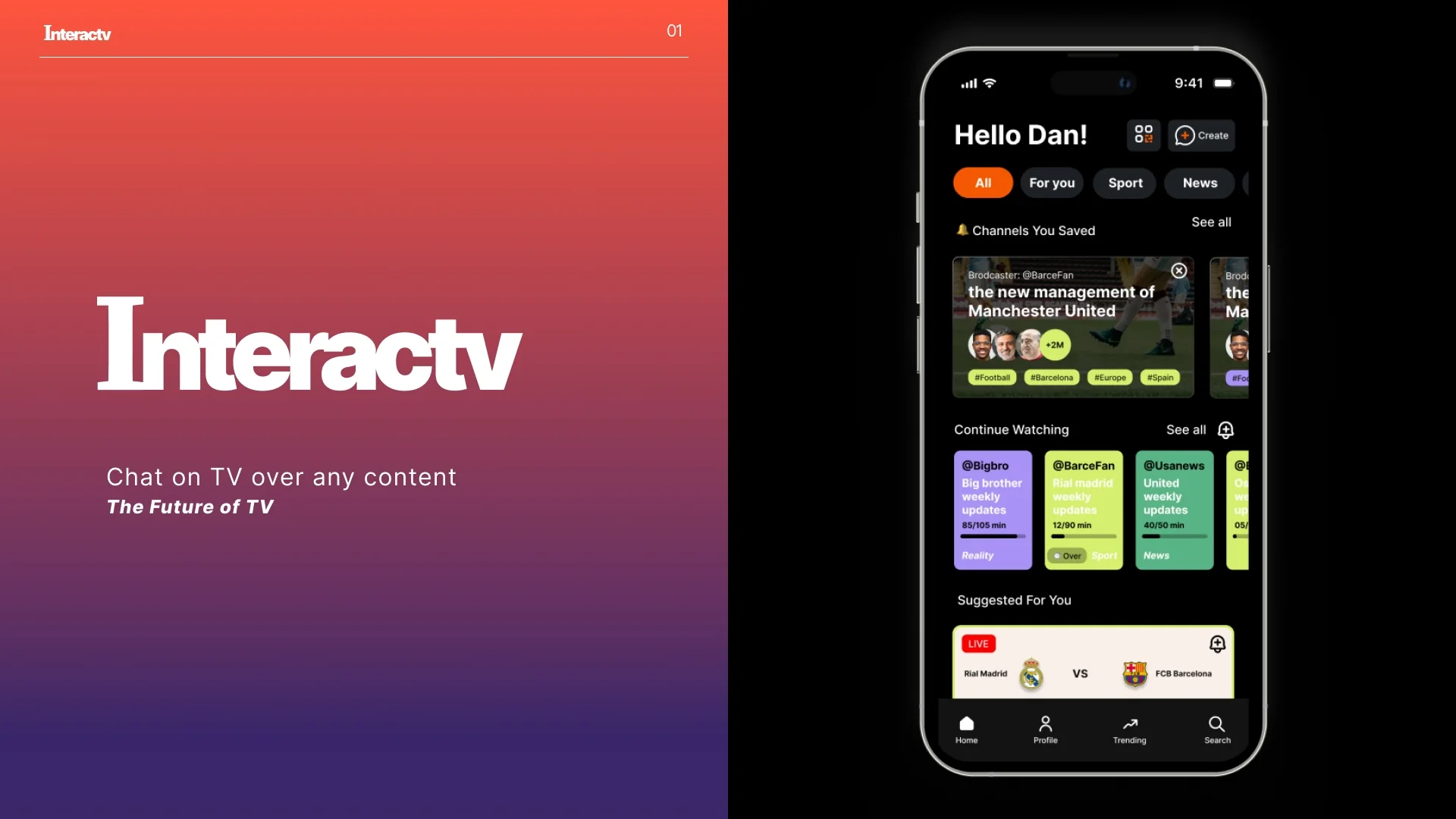 InteracTV mobile home screen