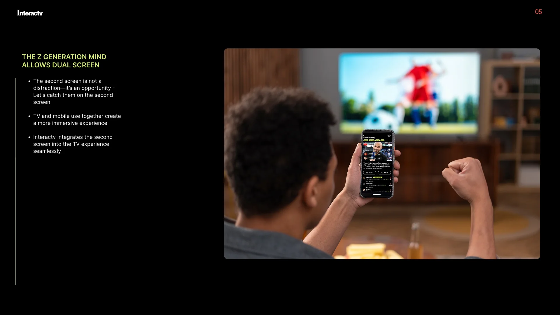 Viewer using phone while watching TV