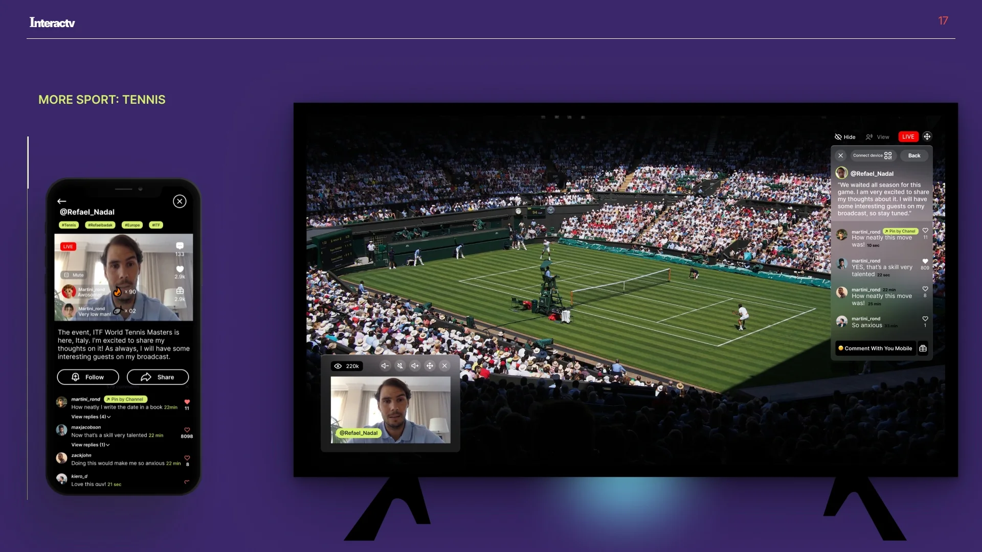 Sports viewing with phone and live chat
