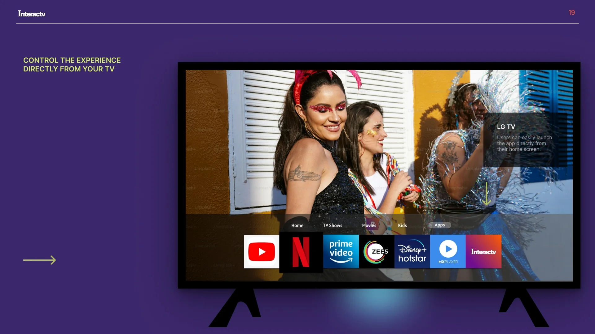 Entertainment streaming launcher on TV