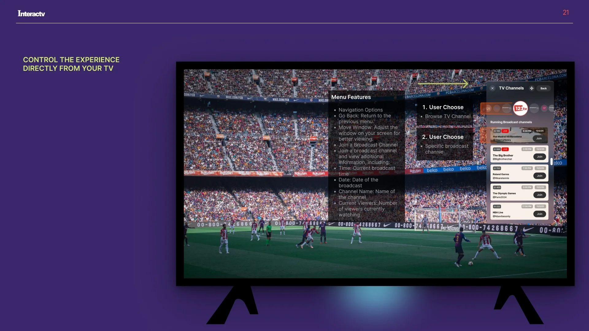 Expanded conversation panel over football
