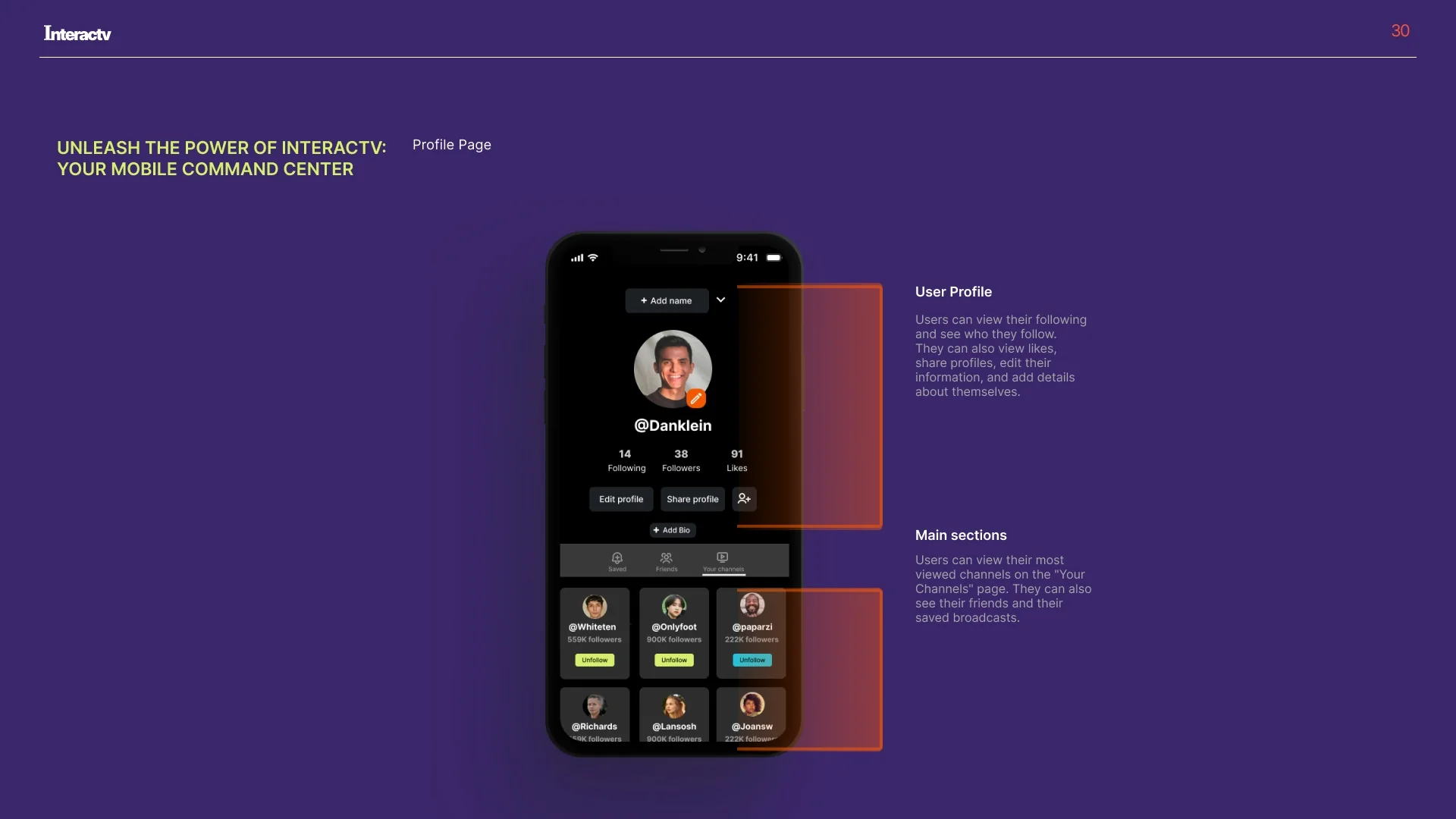 InteracTV creator profile and channel browser