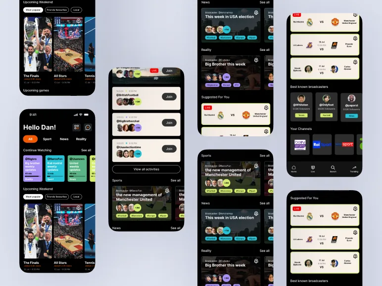 App screens across the journey