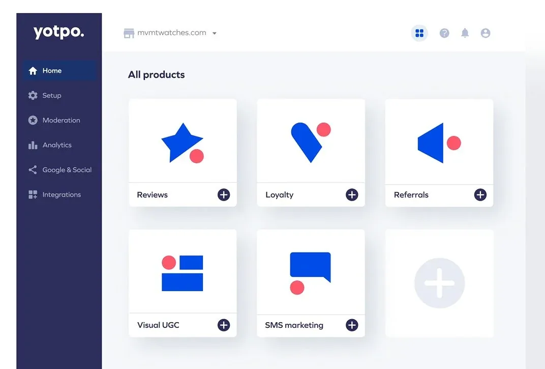 Yotpo product hub — entry point to all modules